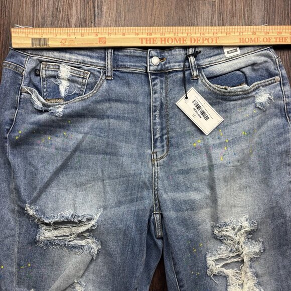Judy Blue Boyfriend Fit Jeans Rainbow Paint Splash Destroyed Light Wash Size 22W - Picture 10 of 14